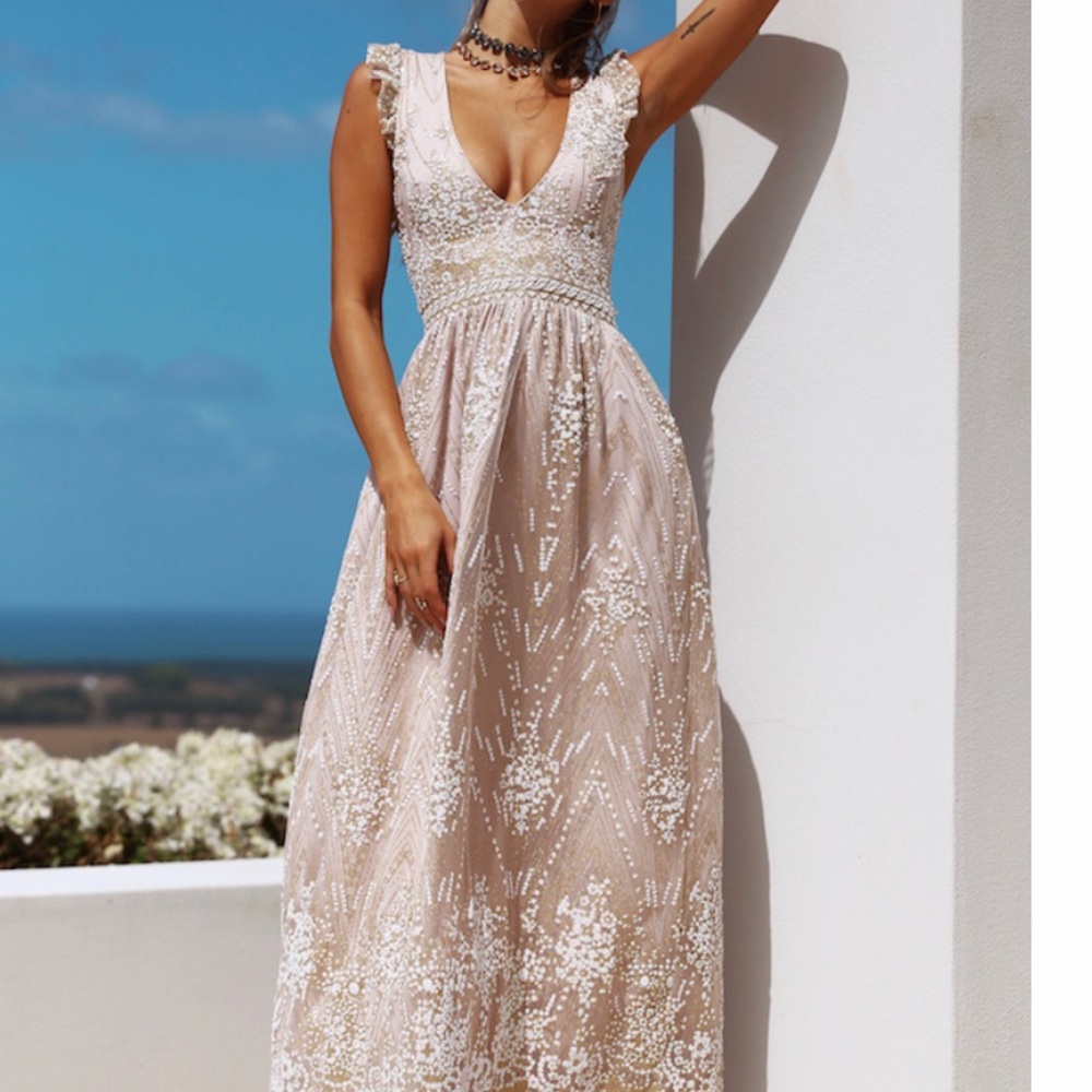 Champagne glitter maxi dress